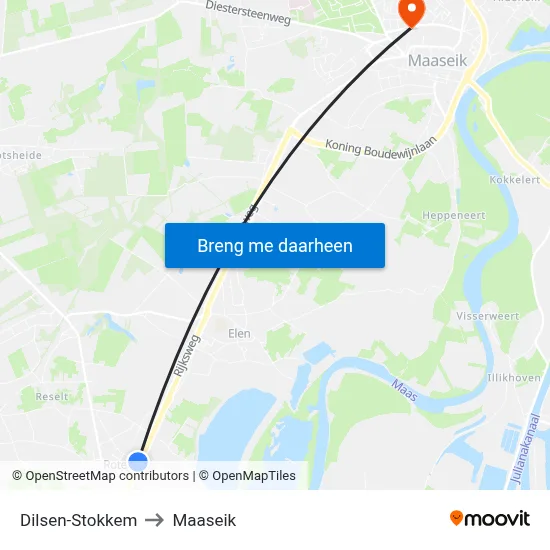 Dilsen-Stokkem to Maaseik map