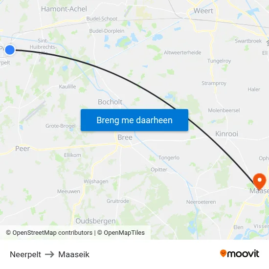 Neerpelt to Maaseik map
