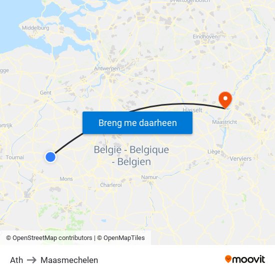 Ath to Maasmechelen map