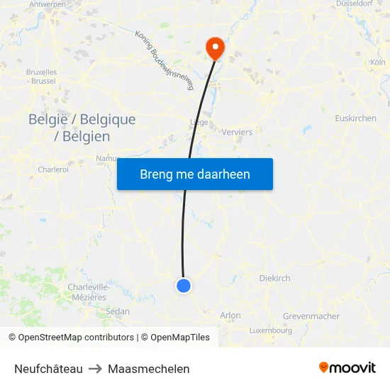 Neufchâteau to Maasmechelen map