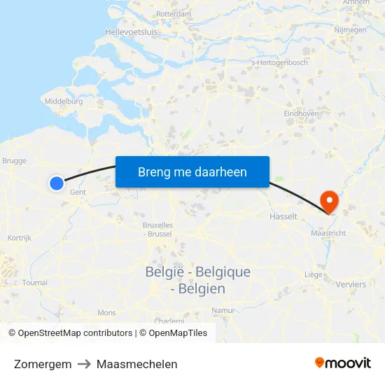 Zomergem to Maasmechelen map