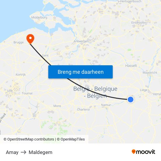 Amay to Maldegem map