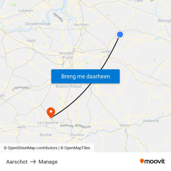 Aarschot to Manage map