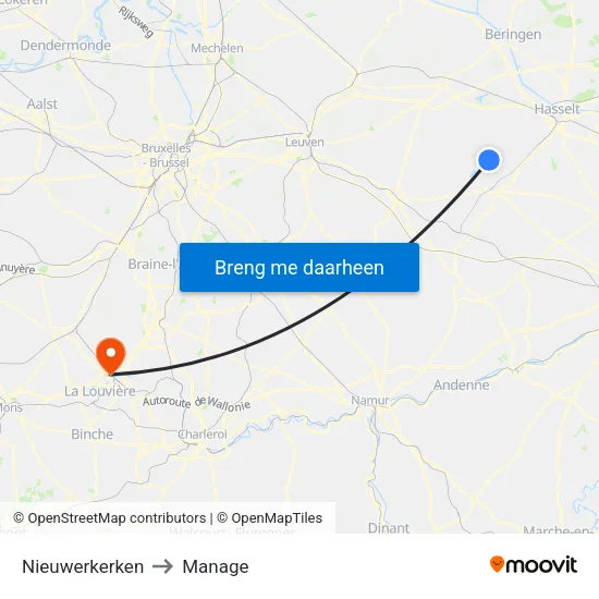Nieuwerkerken to Manage map