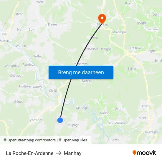 La Roche-En-Ardenne to Manhay map