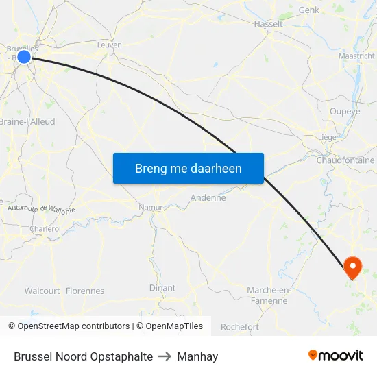 Brussel Noord Opstaphalte to Manhay map