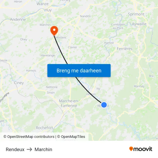 Rendeux to Marchin map