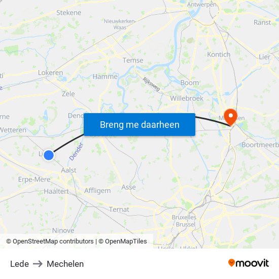 Lede to Mechelen map