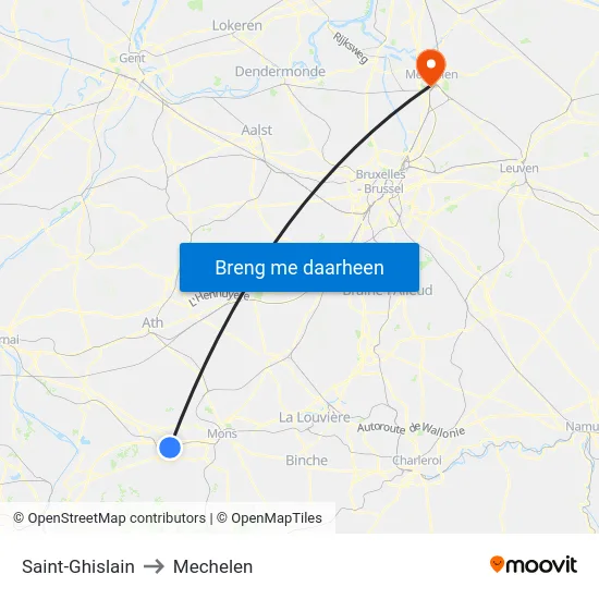 Saint-Ghislain to Mechelen map