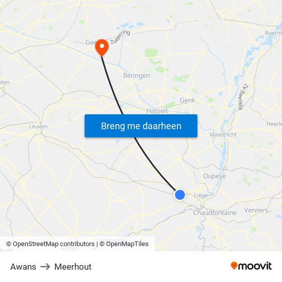 Awans to Meerhout map