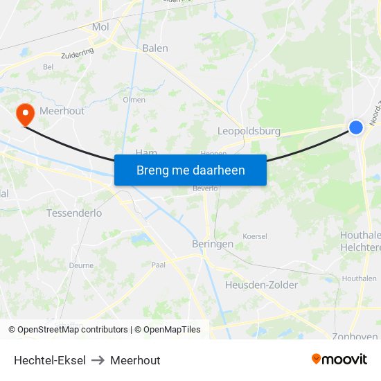 Hechtel-Eksel to Meerhout map