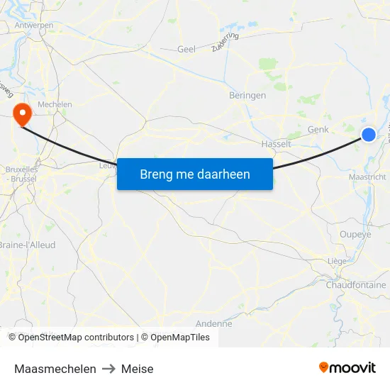 Maasmechelen to Meise map