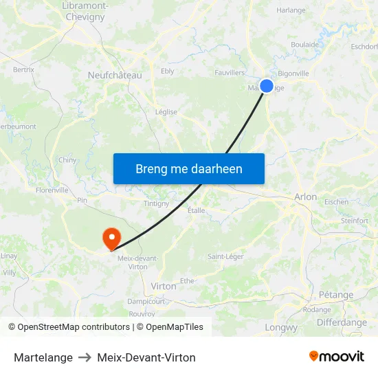 Martelange to Meix-Devant-Virton map