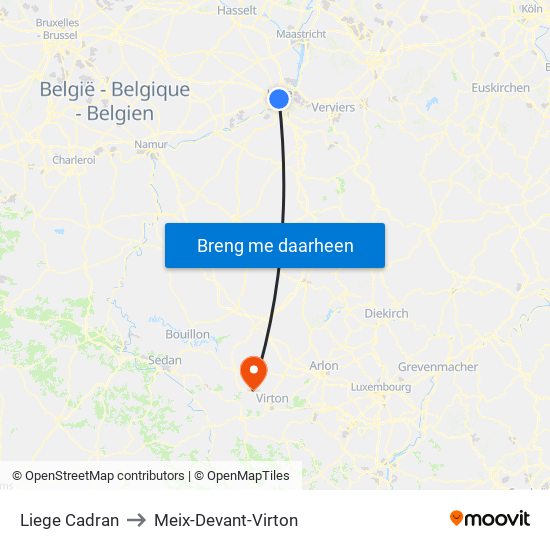 Liege Cadran to Meix-Devant-Virton map