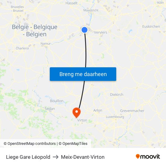 Liege Gare Léopold to Meix-Devant-Virton map