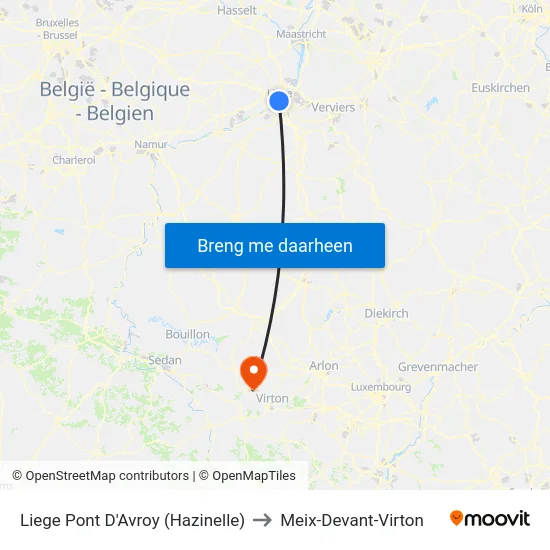 Liege Pont D'Avroy (Hazinelle) to Meix-Devant-Virton map