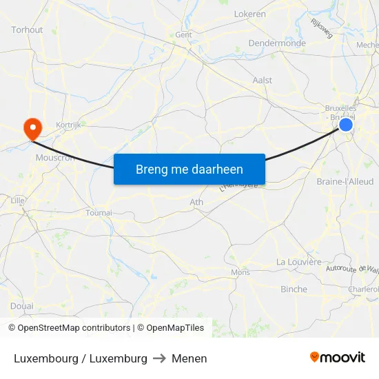 Luxembourg / Luxemburg to Menen map