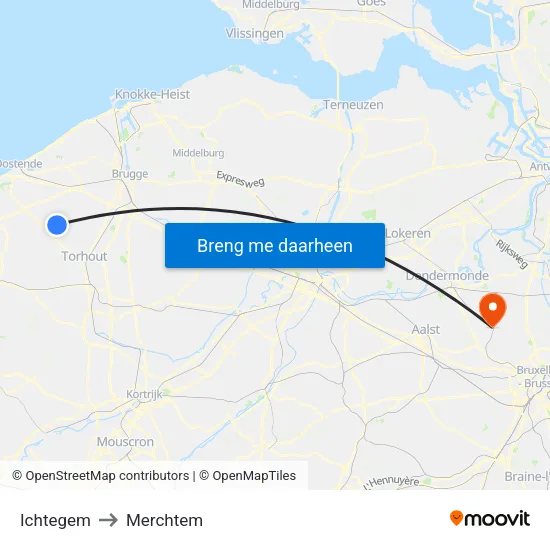 Ichtegem to Merchtem map