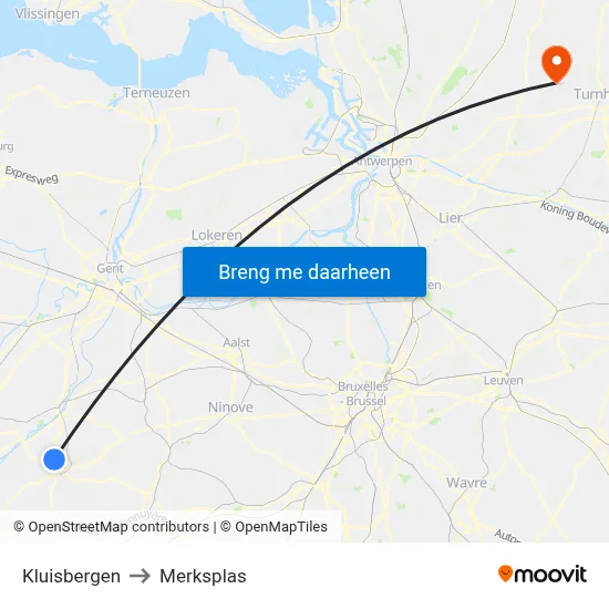 Kluisbergen to Merksplas map