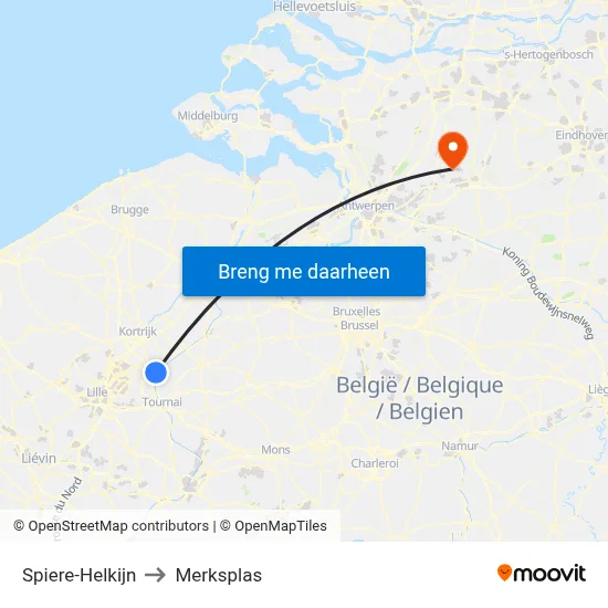 Spiere-Helkijn to Merksplas map
