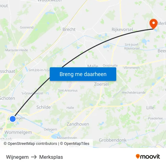 Wijnegem to Merksplas map