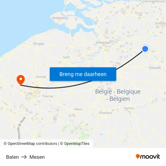 Balen to Mesen map