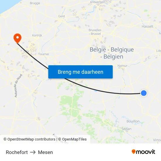 Rochefort to Mesen map