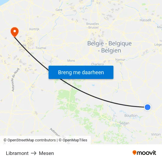 Libramont to Mesen map