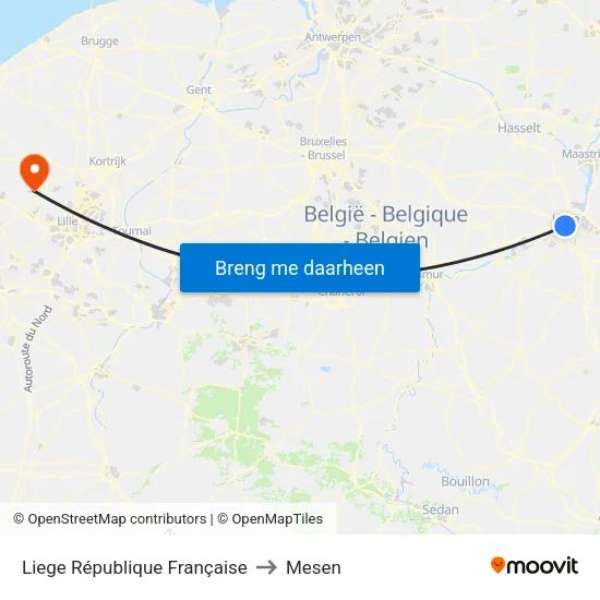 Liege République Française to Mesen map