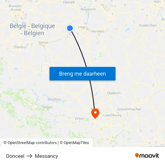 Donceel to Messancy map