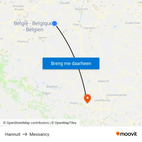 Hannuit to Messancy map