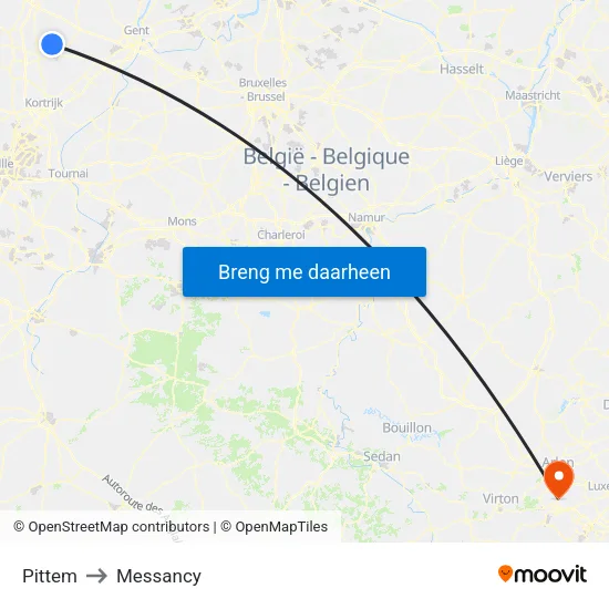 Pittem to Messancy map