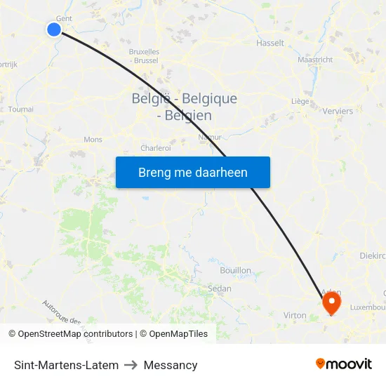 Sint-Martens-Latem to Messancy map