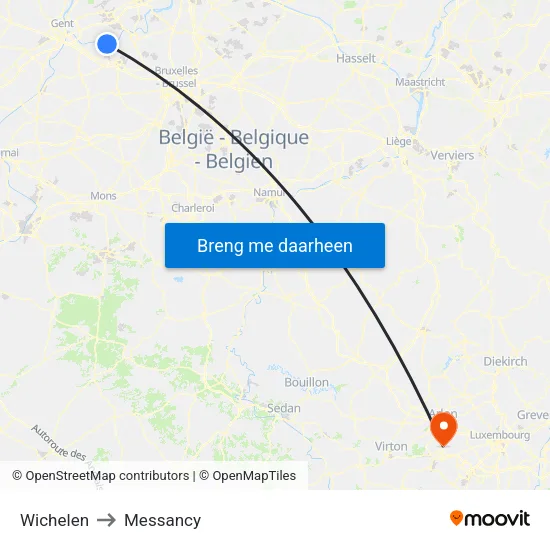 Wichelen to Messancy map