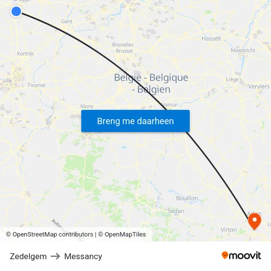 Zedelgem to Messancy map