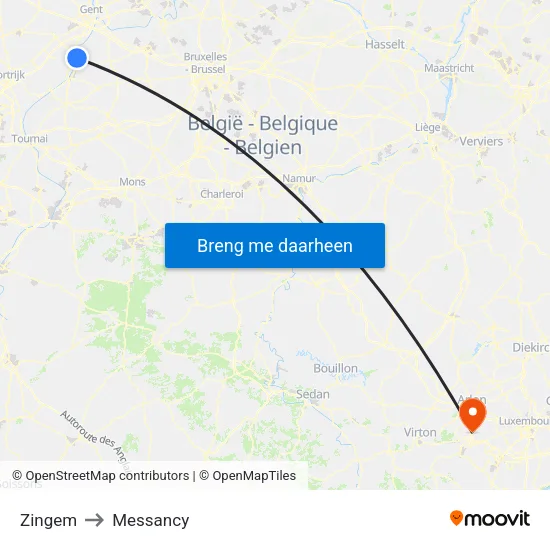 Zingem to Messancy map