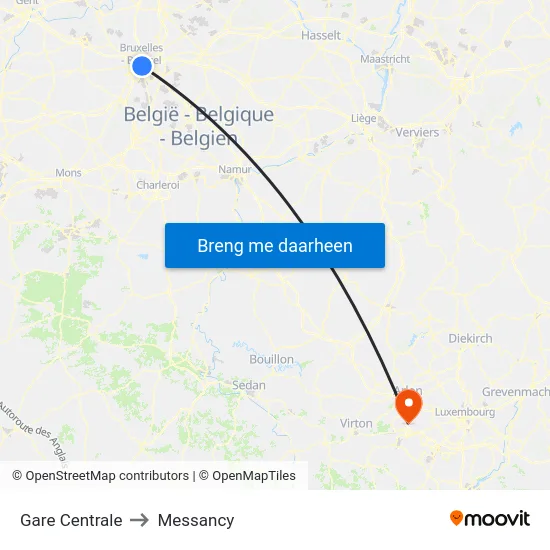 Gare Centrale to Messancy map