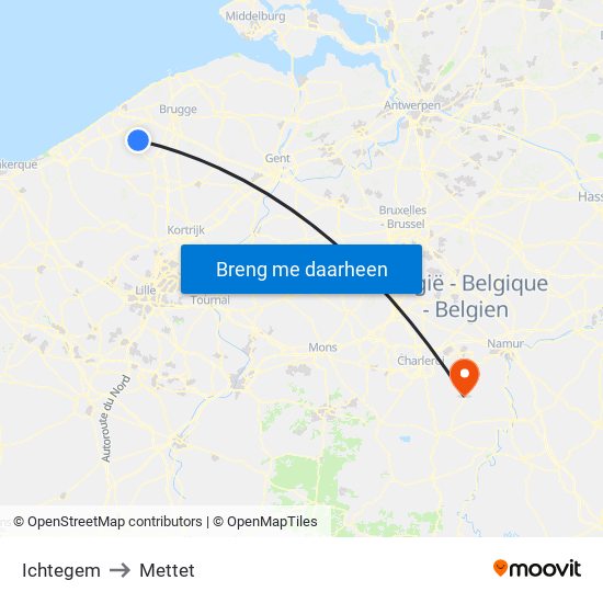 Ichtegem to Mettet map