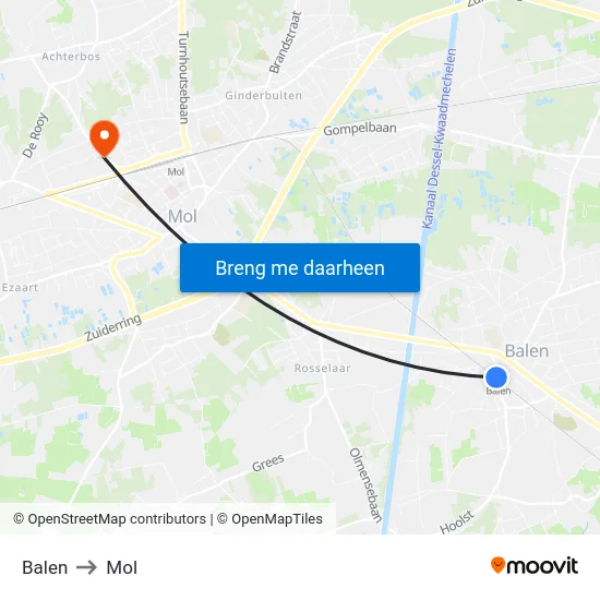 Balen to Mol map