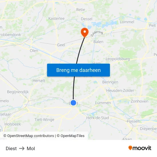Diest to Mol map