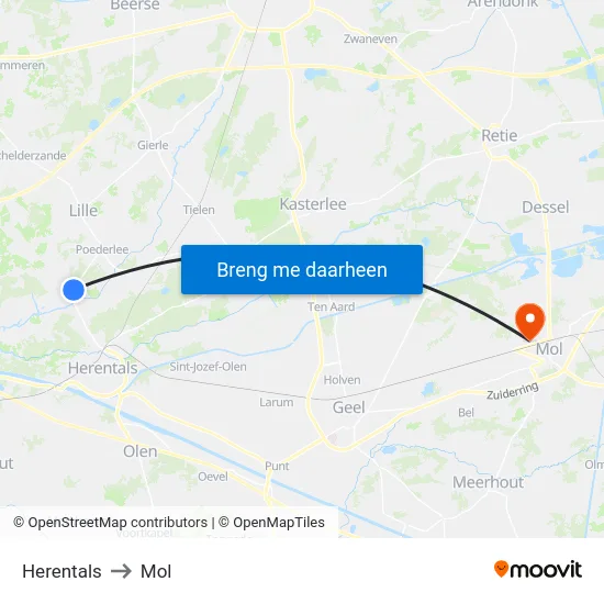 Herentals to Mol map