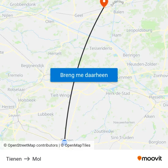 Tienen to Mol map