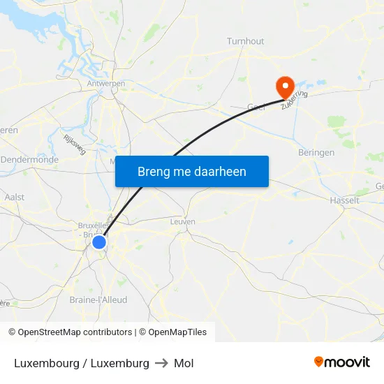 Luxembourg / Luxemburg to Mol map