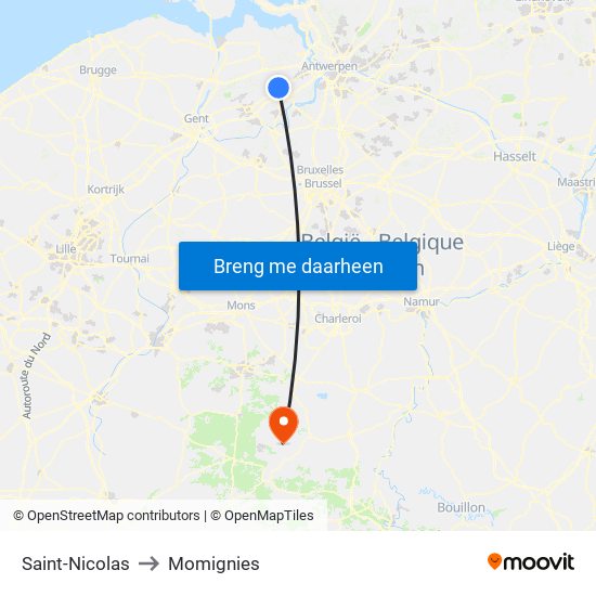 Saint-Nicolas to Momignies map