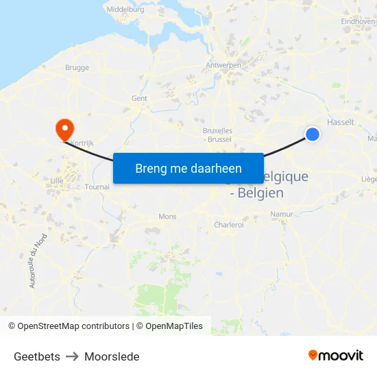 Geetbets to Moorslede map