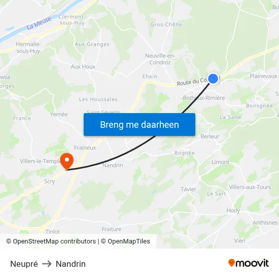 Neupré to Nandrin map