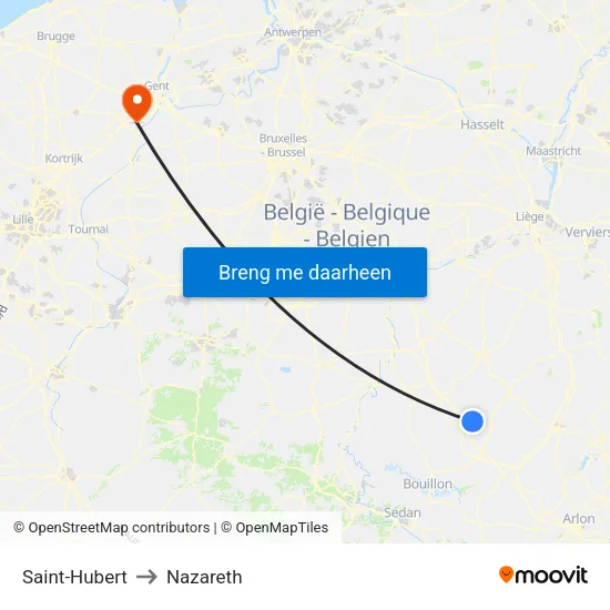 Saint-Hubert to Nazareth map