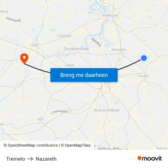 Tremelo to Nazareth map