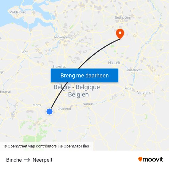 Binche to Neerpelt map
