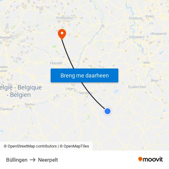 Büllingen to Neerpelt map